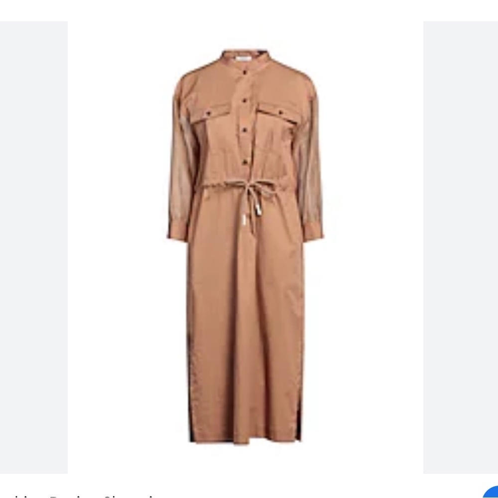 Peserico Tan Maxi Shirt Dress with Tie Waist
